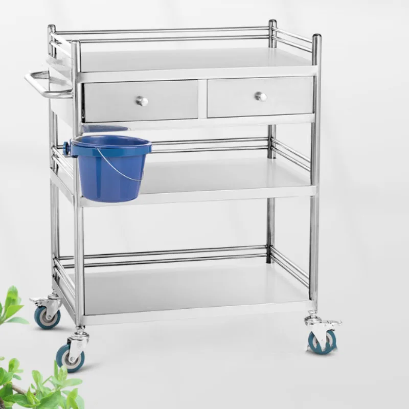 Stainless Steel salon Trolley Hospital Trolley Cart Beauty Salon Rack Operating Room Medical Equipment Instrument Movable Cart