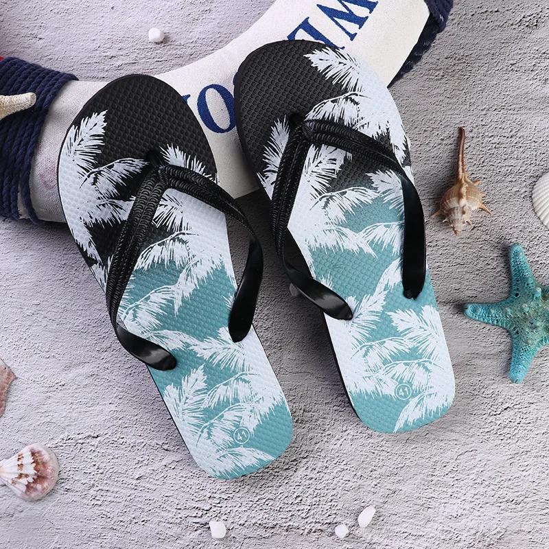 Summer Beach Slippers for Men Light Flip Flops Fashion Outdoor Print Casual  Slippers