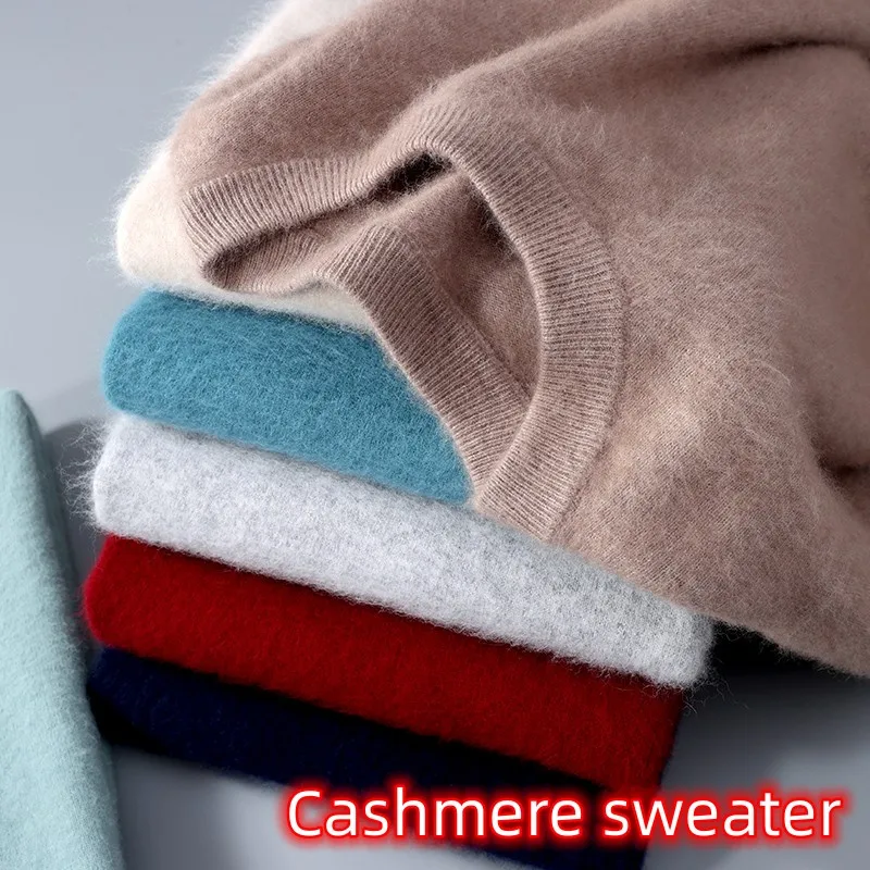 

Men's Cashmere Sweater Round Neck Jumper High-End Knit Sweater Autumn and Winter New Thermal Long-Sleeved Basic Casual Pullovers