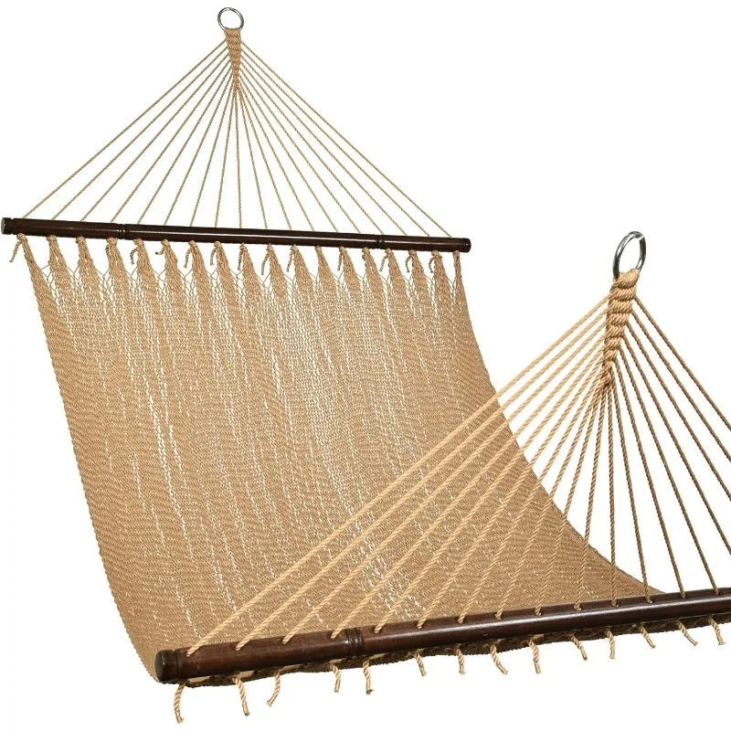 

Lazy Daze 10 FT Double 2 Person Caribbean Rope Hammock, Hand Woven Polyester Hammock with Spreader Bars, Extra Large