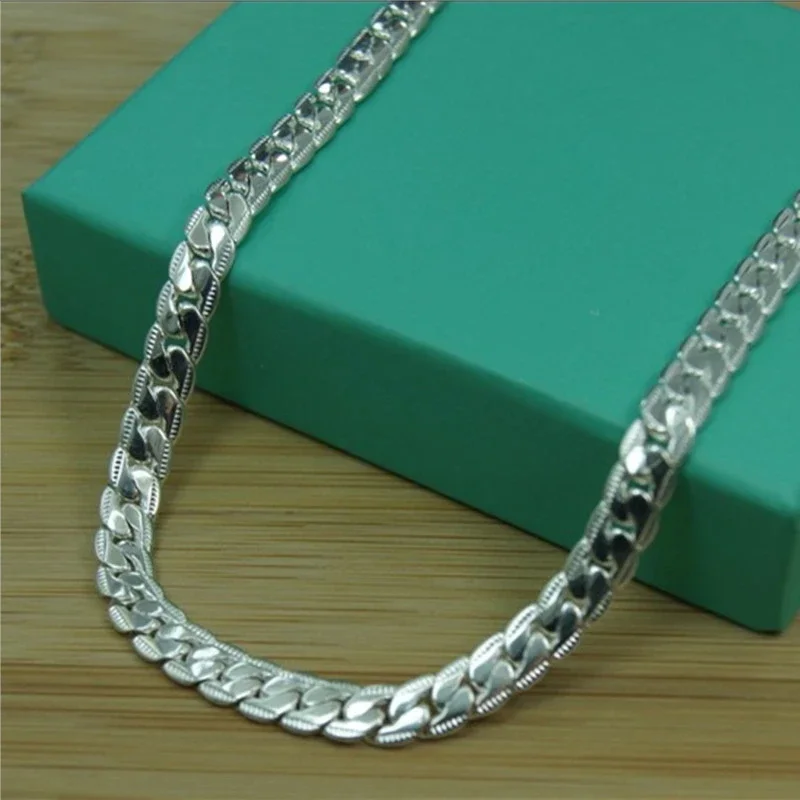 

925 Sterling Silver 5mm Full Sideway Necklace 8/18/20/22/24 Inch Chain For Woman Men Fashion Wedding Engagement Jewelry