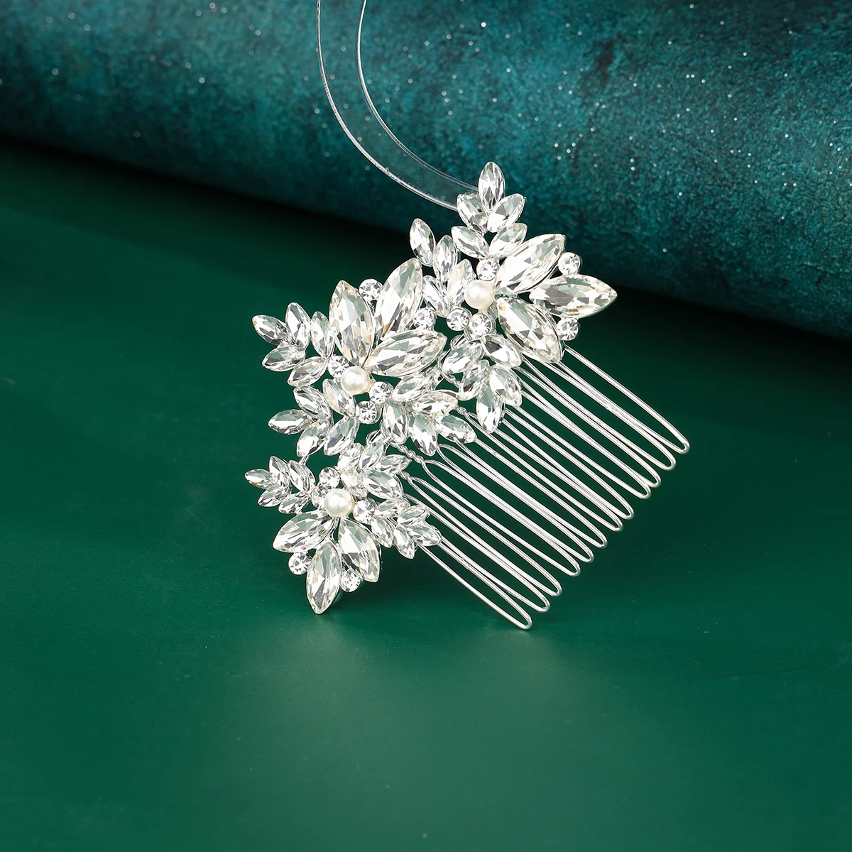 Bridal hair comb pearl wedding hair ornament bridal rhinestone wedding tiara for weddings parties proms