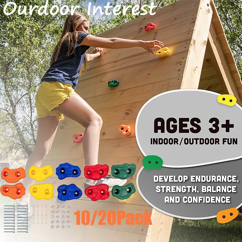 Kids Climbing Holds Children Assorted Rock climbing holds Indoor outdoor Kids playground Build Mounting hardware kit DIY Rock wall