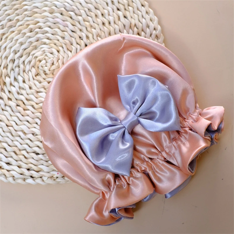 Baby Accessories cute	 New Baby Silky Satin Bonnet Double Layer Adjustable Sleep Cap Girl Night Turban Children Solid Color Cute Hat Fashion Baby Cap Baby Accessories cute	