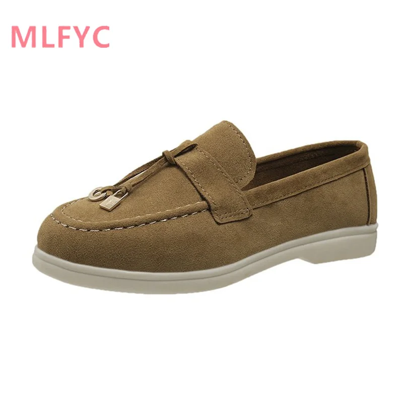 New Spring/Summer 2023 Women's Lazy Step on Flat Bottom Comfortable Low Heel Round Toe Large Single Shoe