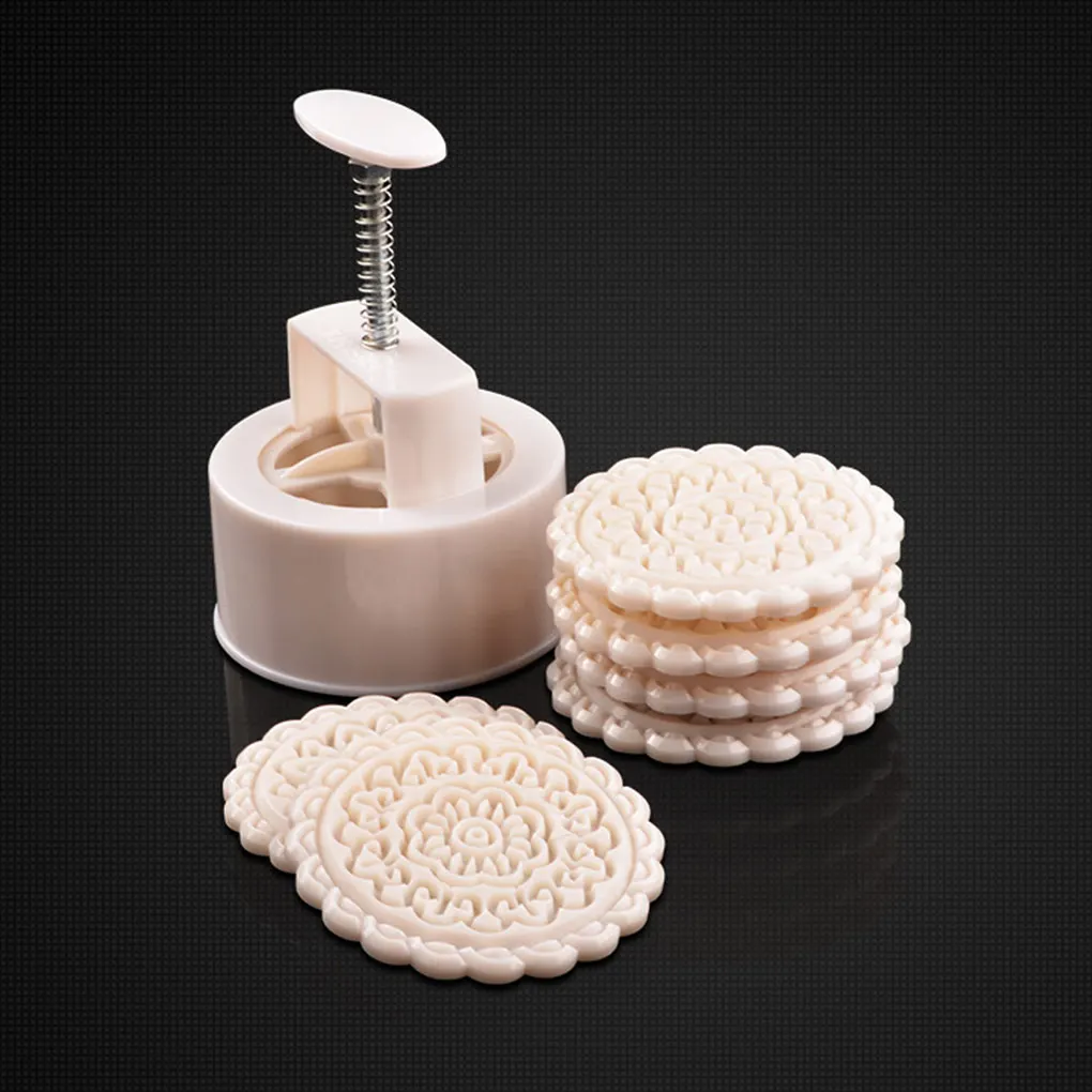 

Flower-Shaped Mooncake Mold Hand-Press Type Cake Pastry Mould Fondant Decoration Tools Lightweight Baking Molds