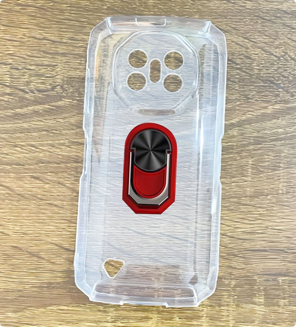 Enhanced Soft TPU Silicone Phone Case with Back Finger Ring Bracket - Fits 5.5 Phones