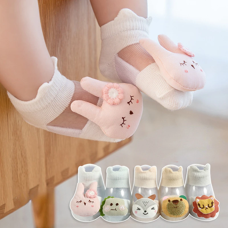 Cute Cartoon Animal 3D Baby Socks Breathable Thin Mesh Socks for Boys Girls Newborn Infant Toddler Socks 0-3Y