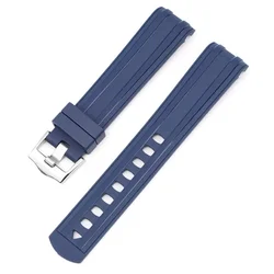 Premium Silicone Rubber Diving Watch Band with Curved End - Universal Strap - 22mm (Blue)