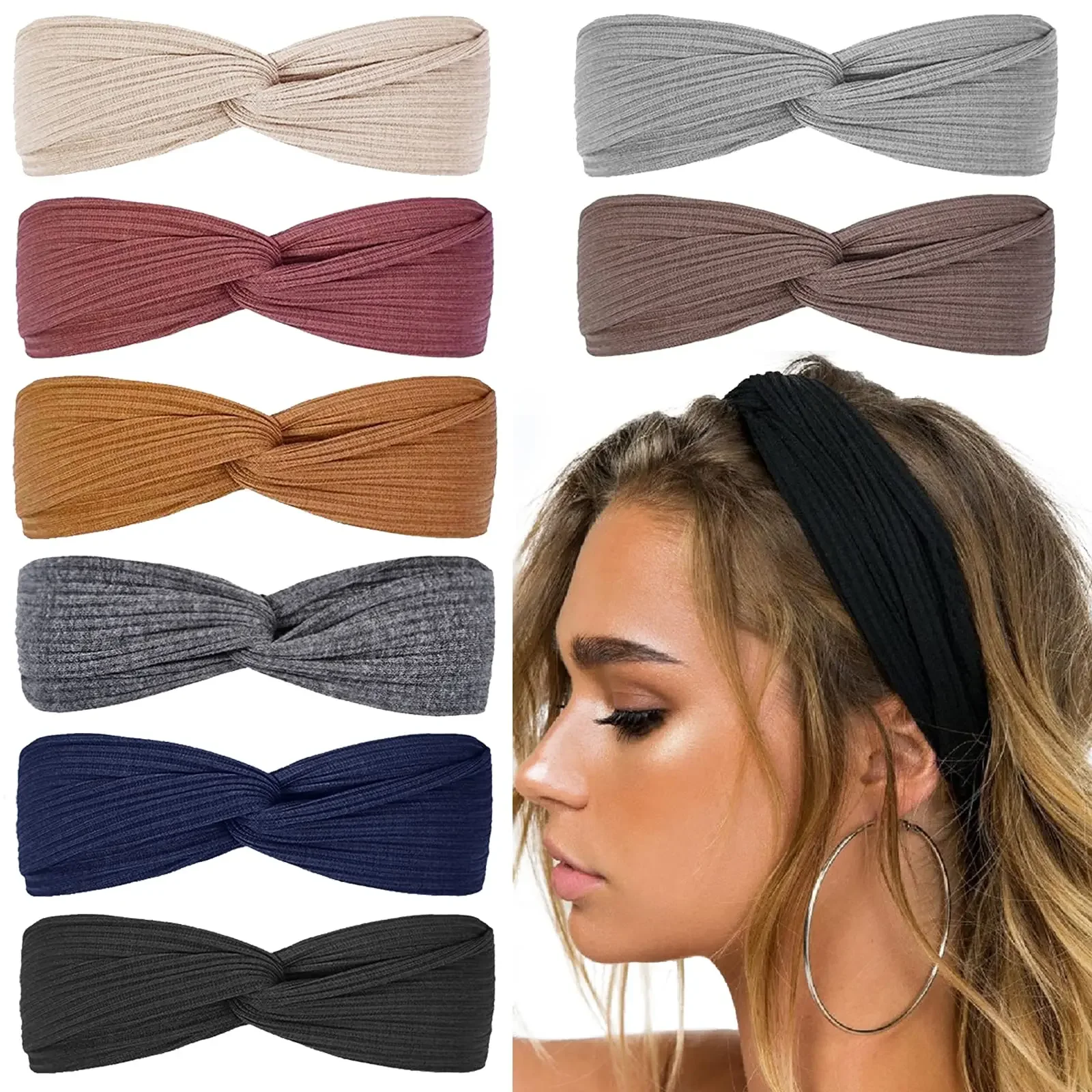 8Pcs Boho Head Bands for Women's Hair Non Slip Twist Hair Bands for Short Hair Fashion Summer Hair Accessories, Solid Color 8pcs metal spudger tools disassembly electronic motherboard non slip phone for bga cpu chips crowbar repair