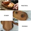 2 Pcs Acacia Solid Wood Tray Decorative Storage Container Food Wooden Pallets Confectionery Plate Dumpling Bread Bowl 4