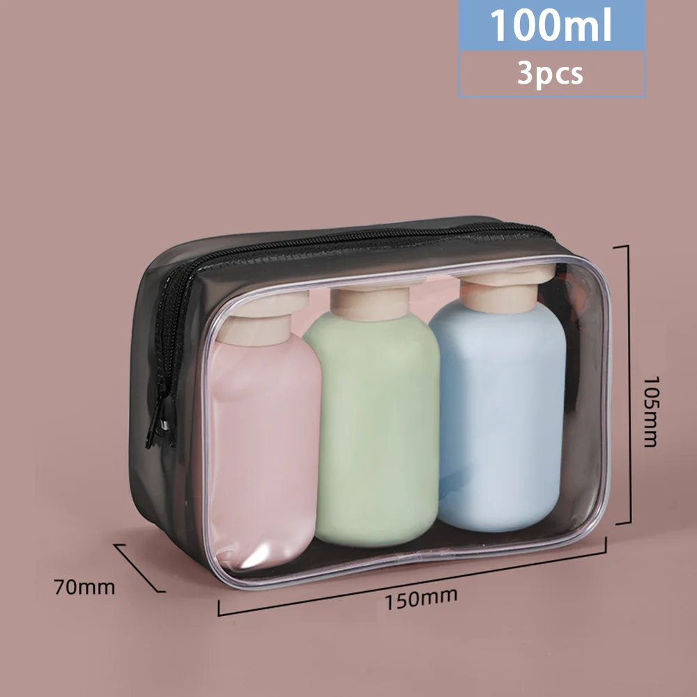 Clear Blue Travel Shampoo and Lotion Dispenser Set - 3 Pack (100ml/200ml)