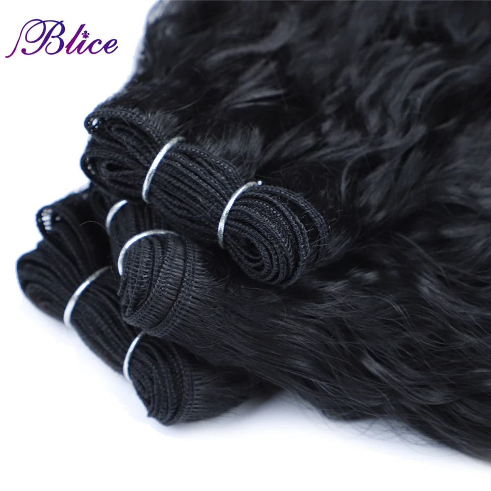 Blice Synthetic Hair Bundles Kinky Straight Curly Hair Pieces Double Weft Weaving Three Pcs Deal For Women