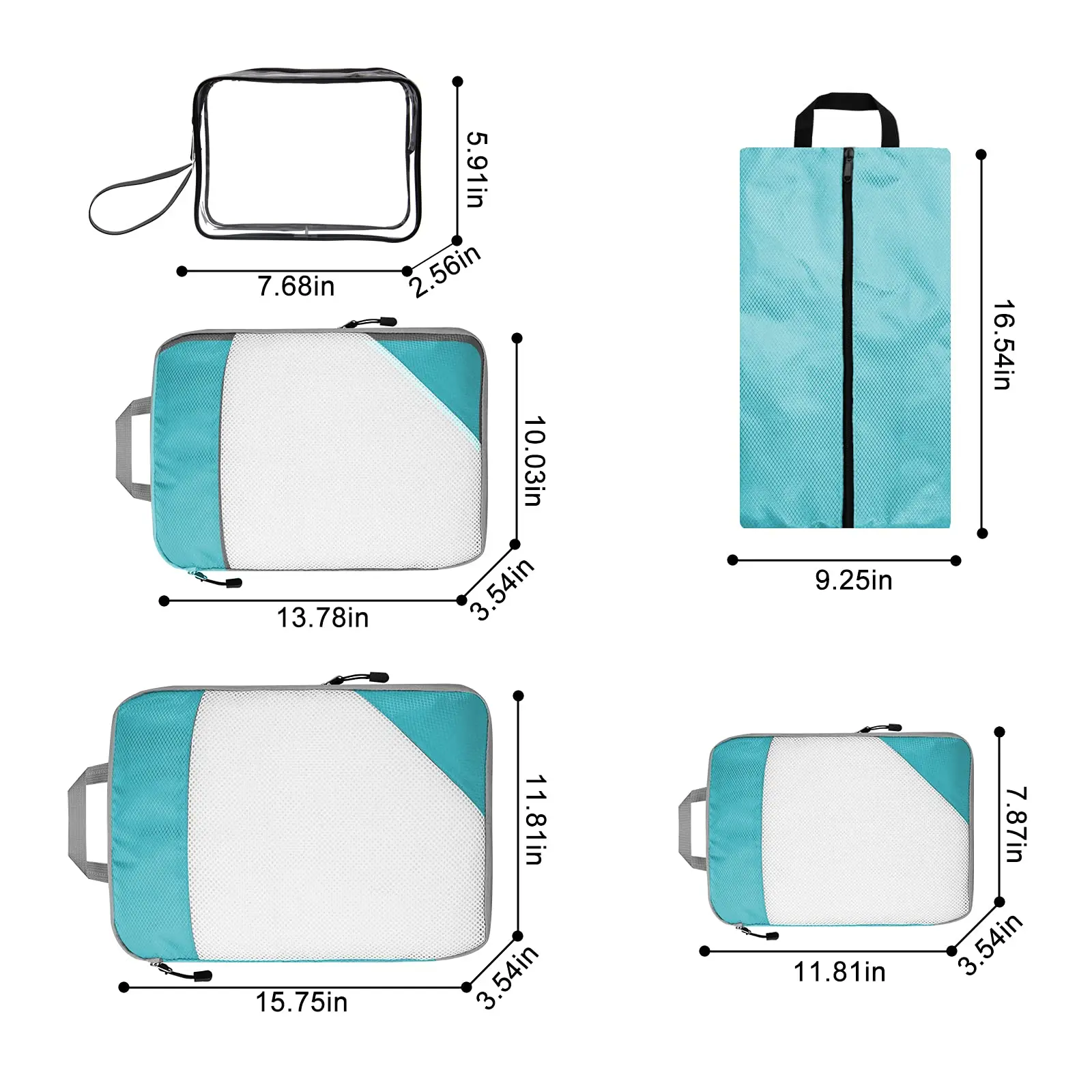 5pcs/set Portable Luggage Travel Storage Bag Suitcase Organizer Set Extensible Packing Mesh Bags for Clothing Underwear Shoes