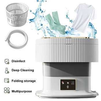 Folding Washing Machine 11.5L Portable Retractable Household Washing Machine with Spin Dryer for Travel Dormitory Outdoor