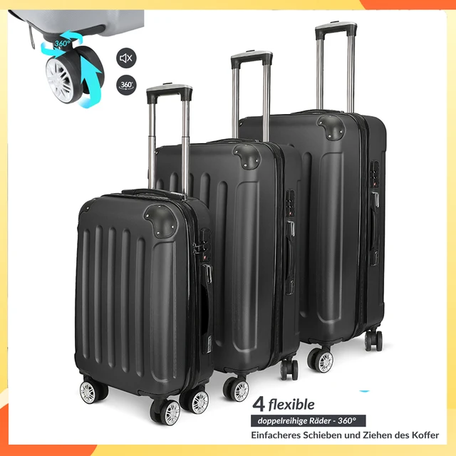 Anajqaqia Ensemble de bagages à roulettes – Ensemble de valises à roulettes en trois pièces – Avec une conception à double roue et des serrures TSA pratiques 1
