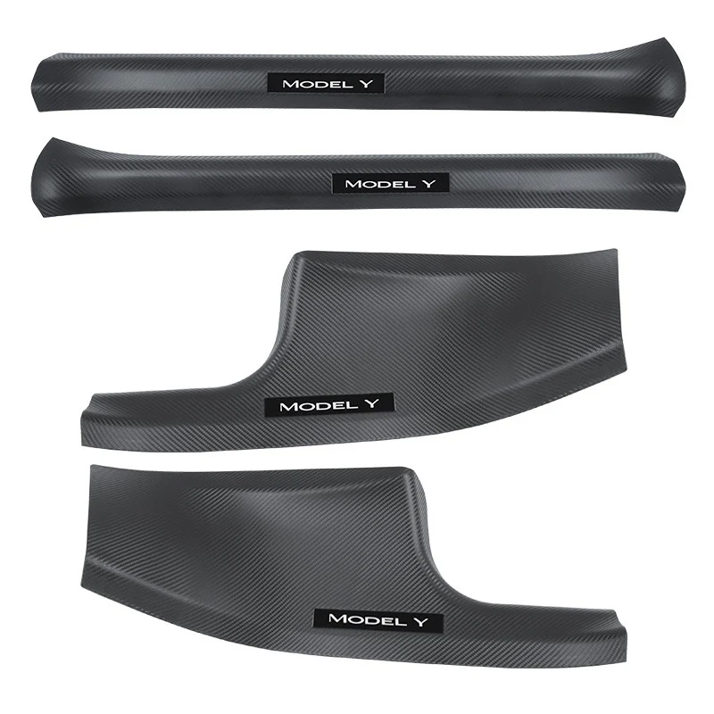 Door Sill Guards 2/4/8PCS Front Rear For Tesla Model 3/Y Carbon Fiber Anti-Kick