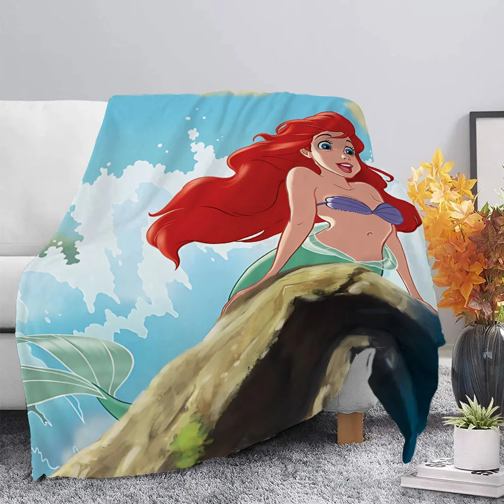 Disney Mermaid Princess Ariel Printed Blanket Picnic Blankets Warm Soft and Comfortable Blanket Home Travel Birthday Gift 3