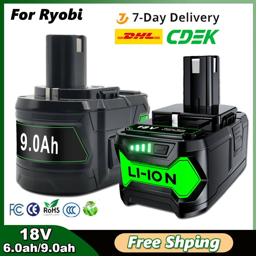 Аккумулятор 9000 мАч для Ryobi P108, литий-ионная аккумуляторная батарея 18 в, BPL1820, P108, P109, P106, P105, P104, RB18L50, аккумулятор для электроинструмента