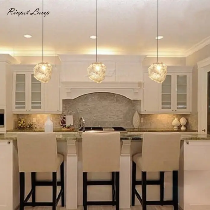 

Modern LED Pendant Lights Suspension Luminaire Creative Clear Ice Cube Glass Dinning Hanging Lamp Shop Bar Restaurant Fixture