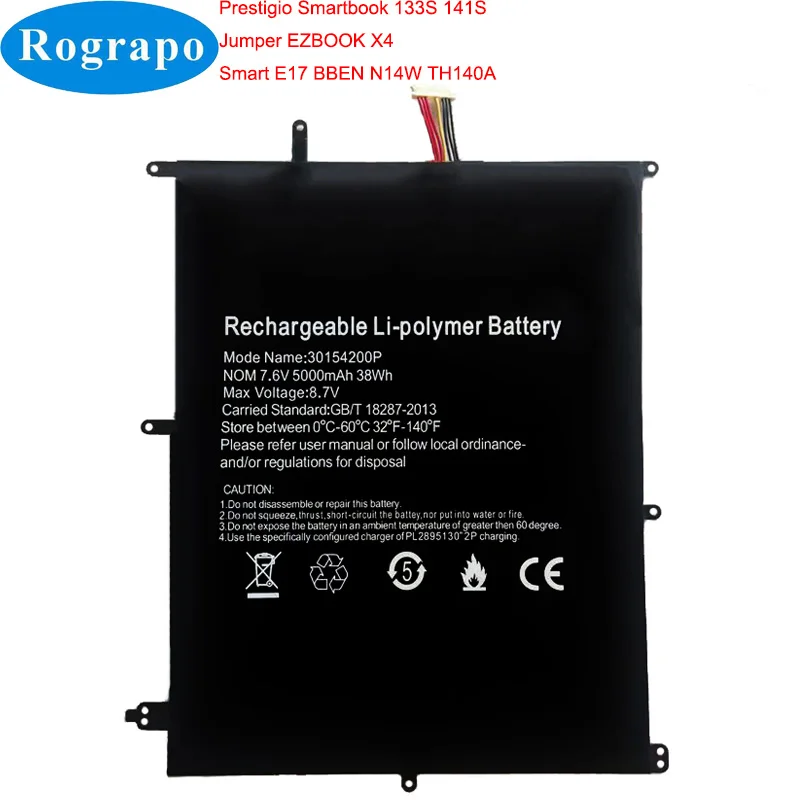 Bateria Prestigio Smartbook 133s 141s Jumper Ezbook x4 Smart E17 Bben N14w Th140a Novo 5000mah 30154200p Nv2874180-2s Hw3487265