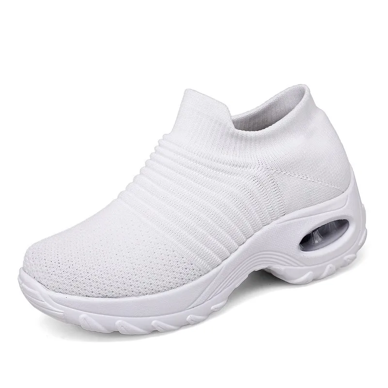 Autumn Breathable Slip-On Women's & Girls Sock Shoes Fashion Sneakers With Air Cushion Large Size 35-44
