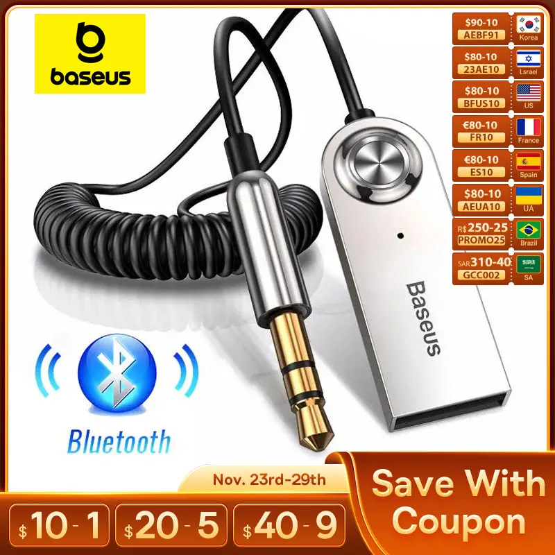 BaseusAUXBluetoothAdapterCar35mmJackDongleCableHandfreeCar