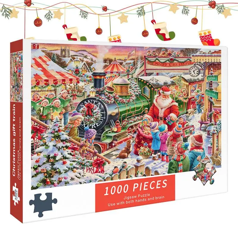 1000pieces Christmas Jigsaw Puzzles Cartoon Santa Claus Colorful Interactive Illustration Jigsaw Puzzles Holiday Favor for home 4