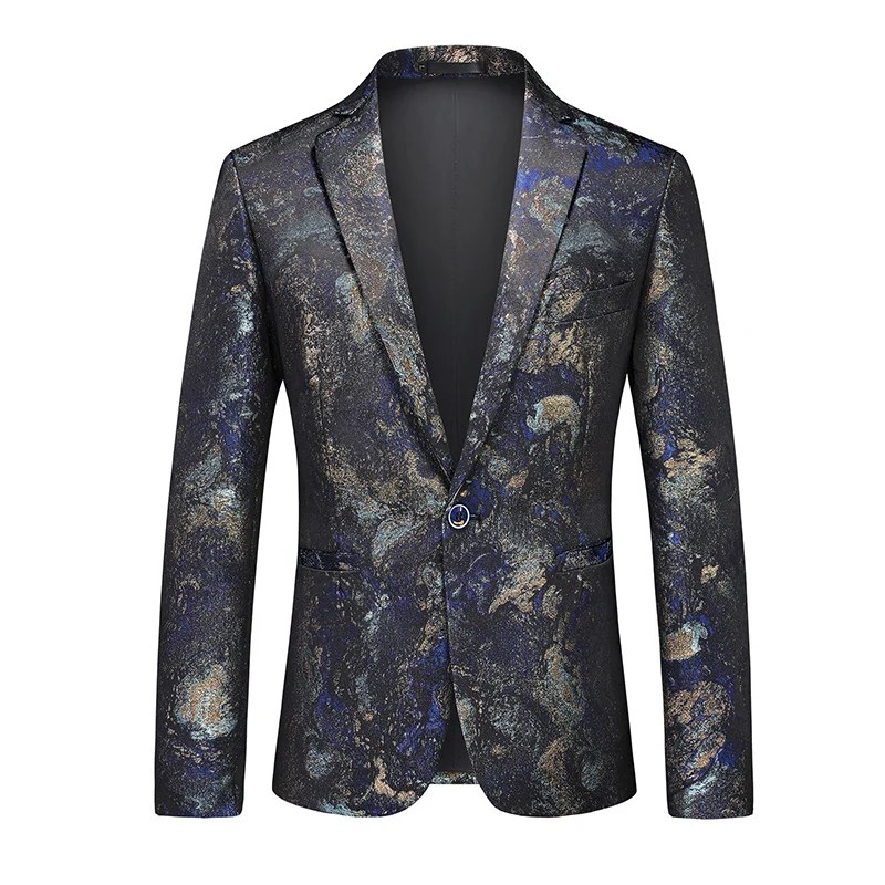 Plus Size Men Floral Print Smoking Jacket Designer Stylish Man Top Streetwear Tuxedo Suit Blazer Classic Man Jacket M-XXXXXXL