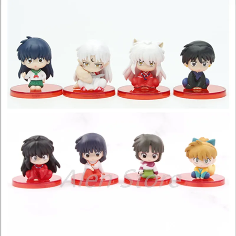 

4 шт./набор, игрушечные фигурки аниме INUYASHA, Kikyo Sesshoumaru Higurashi Kagome, мультяшная кукла, подарок для детей
