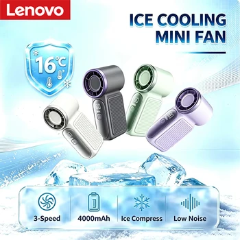 Ventilatore Portatile Mini Lenovo ad Alta Velocità, Regolabile, Turbo, Tascabile, Ricaricabile USB con Display Digitale per Ufficio e Esterni