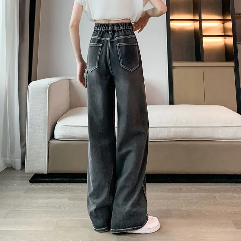 Women Jeans 2023 New Loose Large Size 90.00kg Wearable Thin Denim Trousers Fashion Casual High Waist Slimming Straight Pants