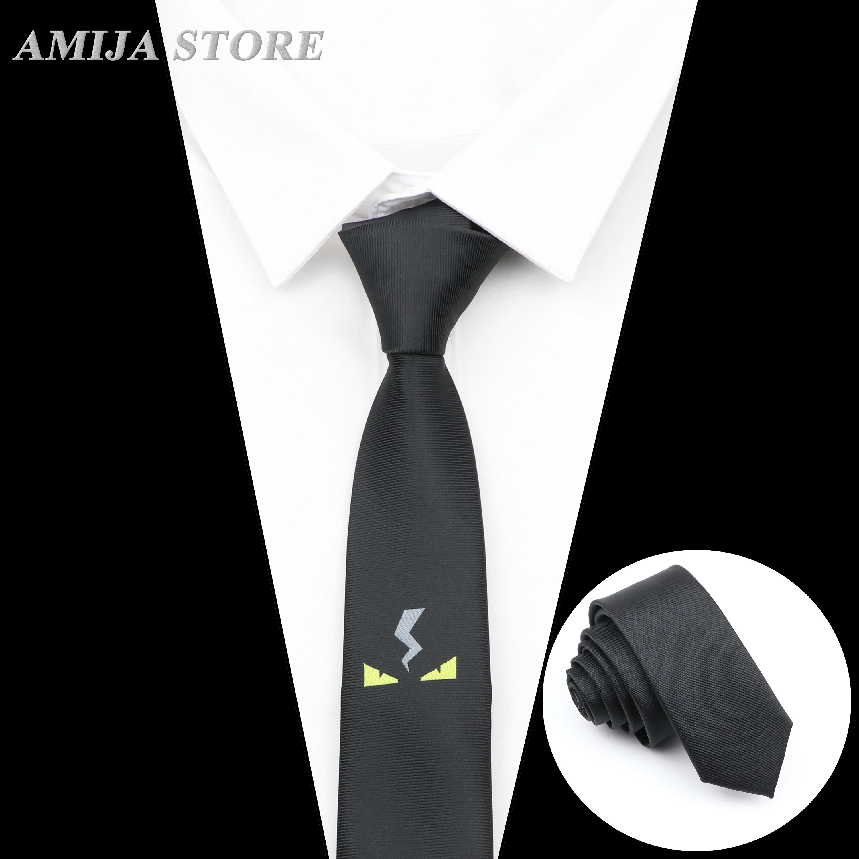 

Narrow 5cm lightning Skinny Black Necktie Slim Casual Red Tie For Men Accessories Simplicity For Business Party Wedding Ties