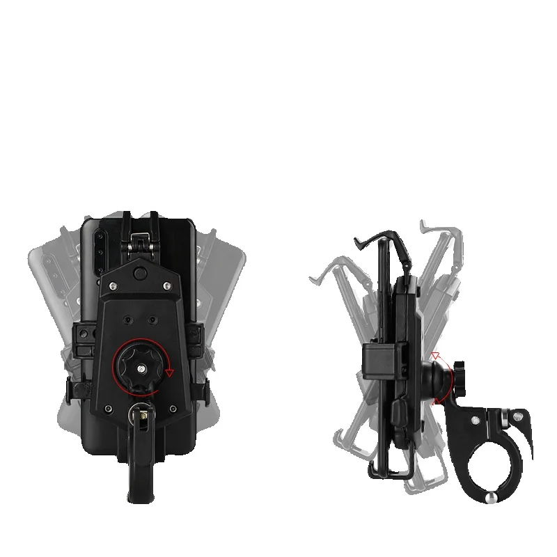 Polkupyörän yhdellä napsautuksella lukittuva puhelinpidike, pyörivä ja säädettävä, kiinteä alumiiniseoskiinnike, automaattinen tarttumiskiinnike_voghion.com