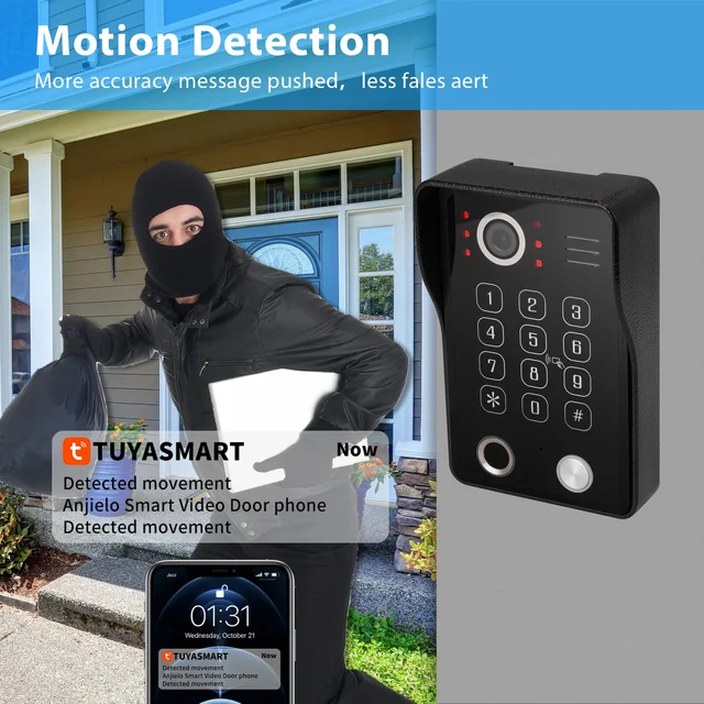 Tuya 10 Inch Video Intercom Touch Screen with Wired Doorbell 1080P APP Password Fingerprint Card Swipe Monitor One click unlock 3