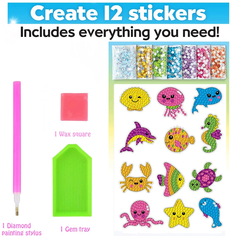 Diamond Painting Kits for Kids 12 Pcs Princess and Their Buddy Gen Art  Sticker for Kids Ages 6-8 8-12 Contains Unicorn, Mermaid - AliExpress