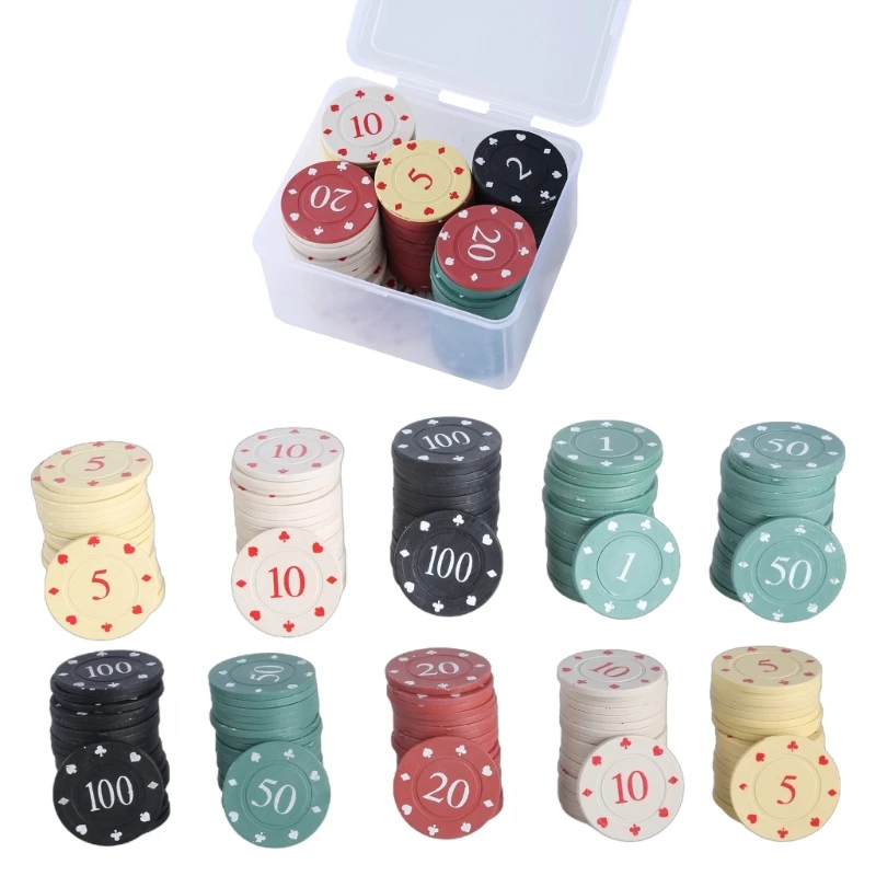 Roulettes Game Bingo Chip Plastic Casino Chip Learning Counters Small with Storage Box Enduring 100Pcs math bingo chips,plastic game coins