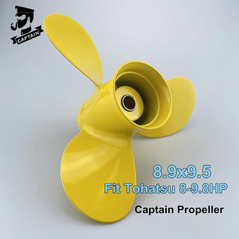 

Captain Boat Propeller 8.9x9.5 Fit Tohatsu Mercury Outboard Engines 8HP 9.8HP MFS8/9.8 NSF8/9.8 9.9HP 12 Tooth Splines Aluminum