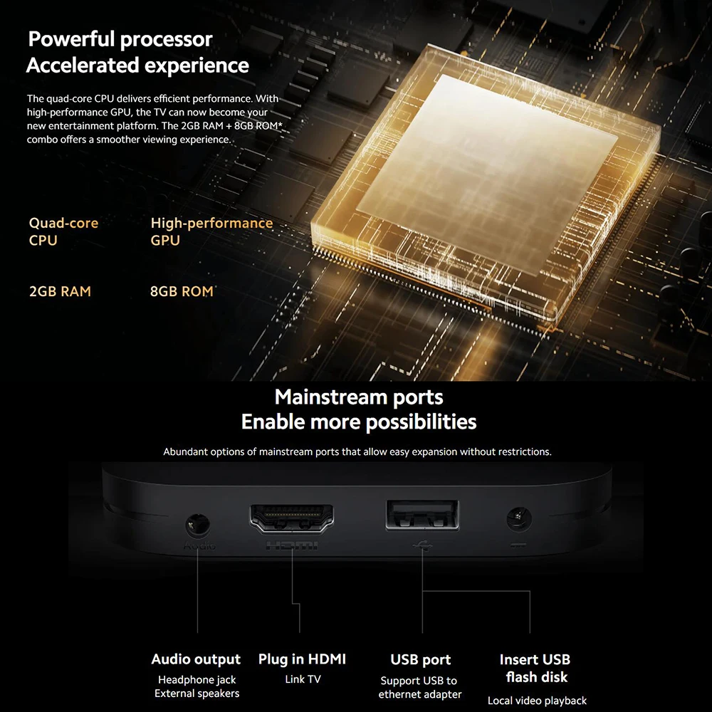 Xiaomi TV Box S 2nd Gen, Google TV smart tv Box, 4K Ultra-HD Quad