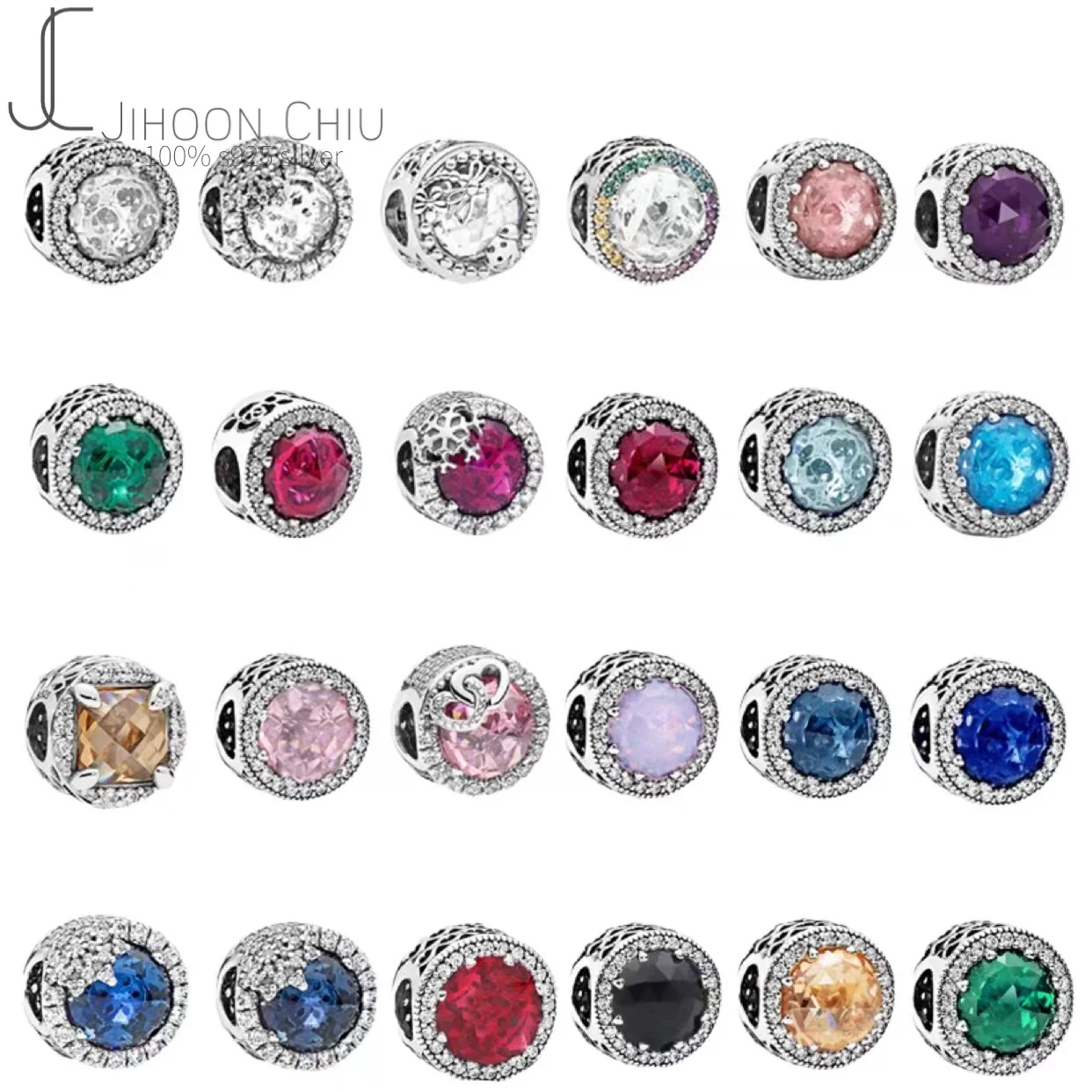 

Luxury 100% 925 Sterling Silver Pan glass beads Fit Original for Women charms bracelet Authentic DIY Jewelry Christmas gift