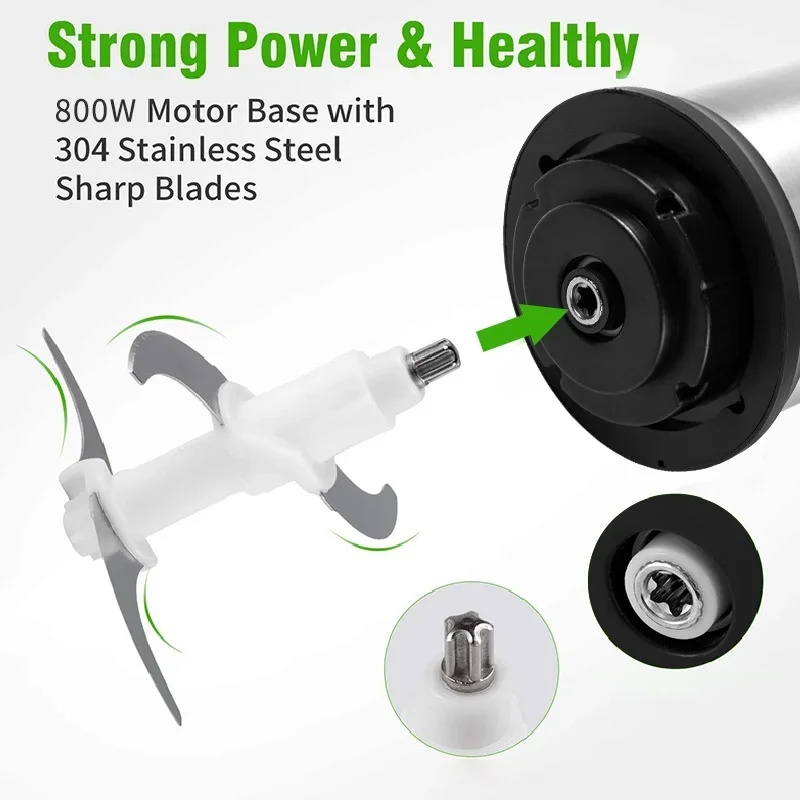 800W Electric Food Processor, 2L Meat Grinder Food Chopper & Vegetable Chopper, for Vegetables, Fruits, Meat, Nuts, Beans 6