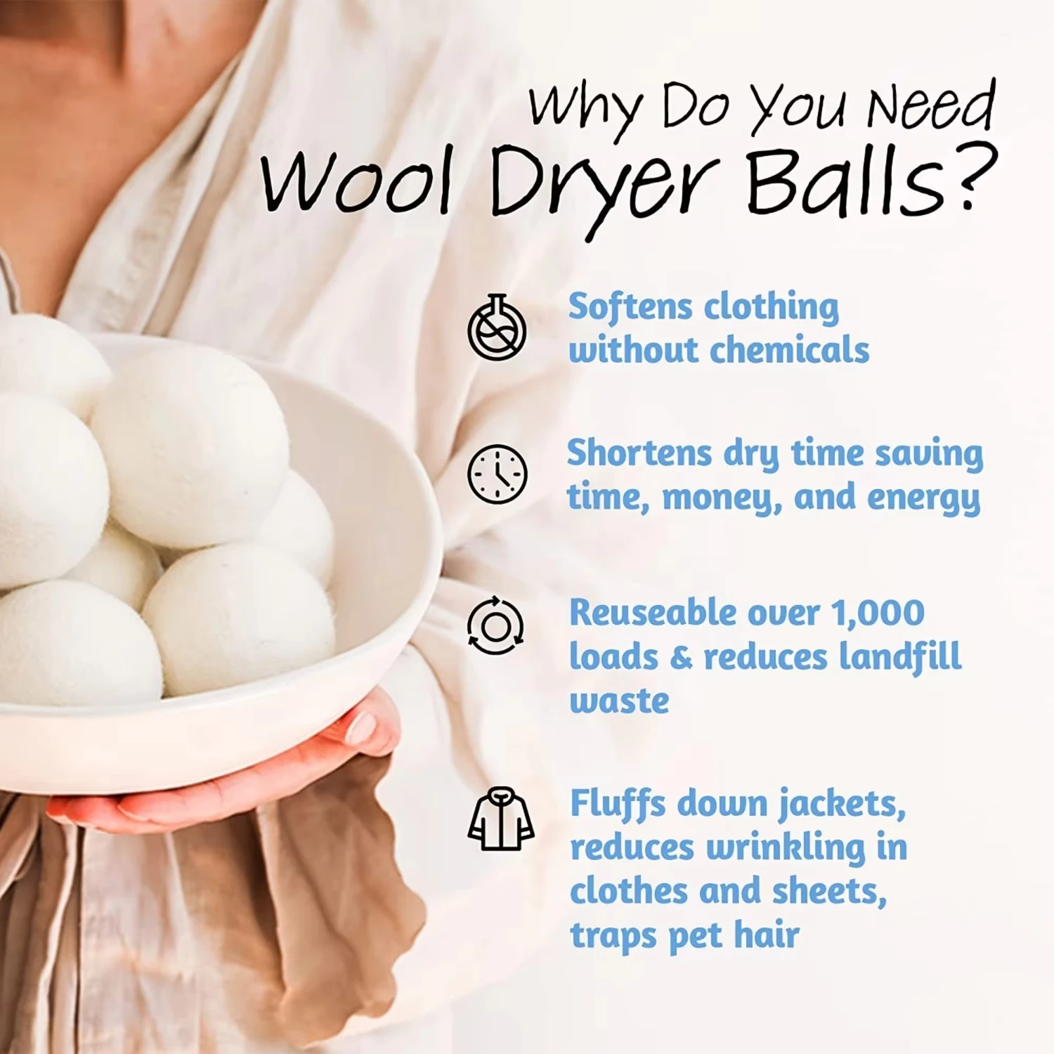6pcs Premium Natural Wool Dryer Balls-Replace Dryer Sheets & Fabric Softener-Laundry Balls Reusable To Sheets