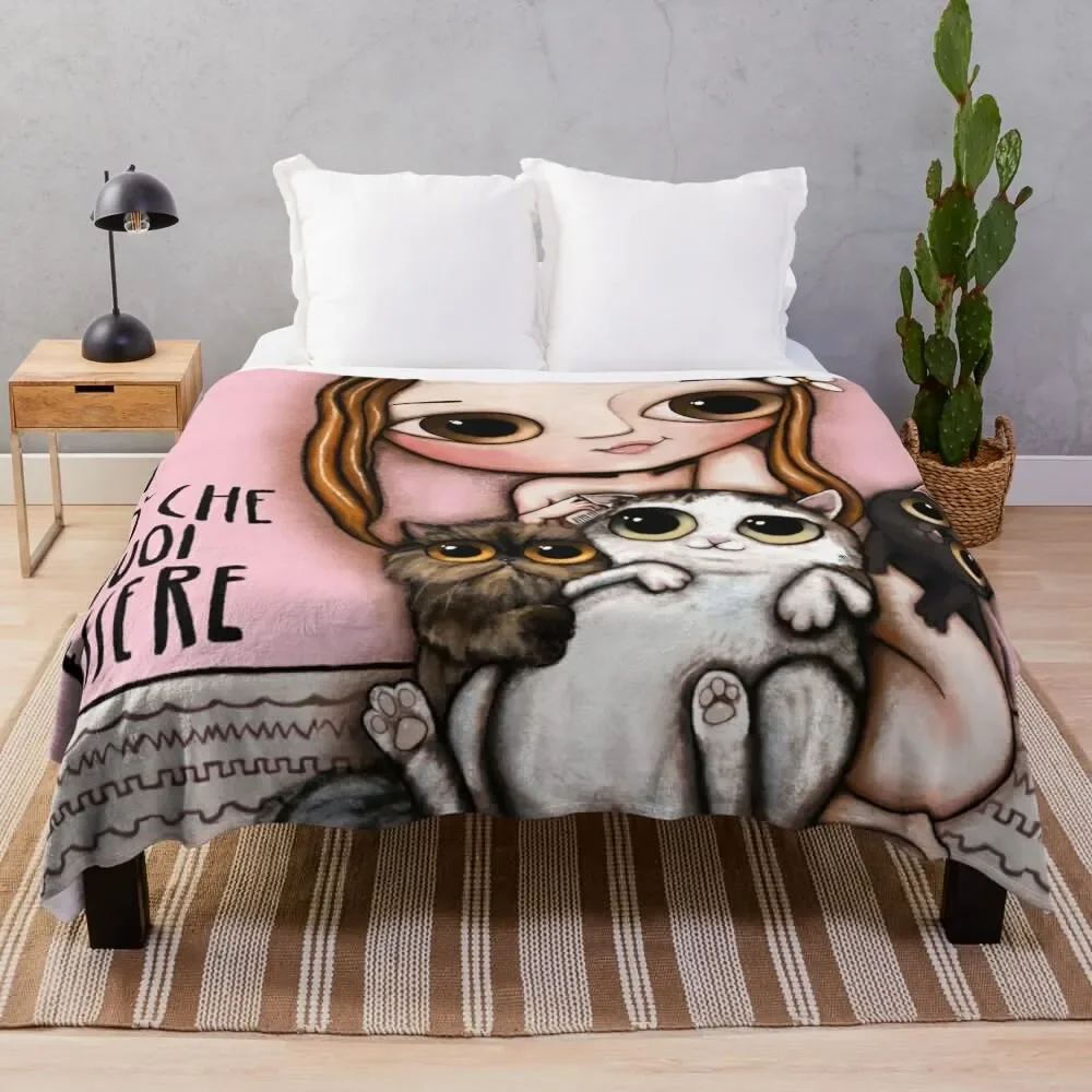 

The doll and the cats Throw Blanket Heavy Furry bed plaid Sofa Throw Blankets