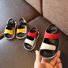 

2-6y Baby Boys Sandals Korean Style Beach Soft Open-toe Fashion Versatile 2022 Summer Cute Simple Flat Non-slip Hook & Loop Kids