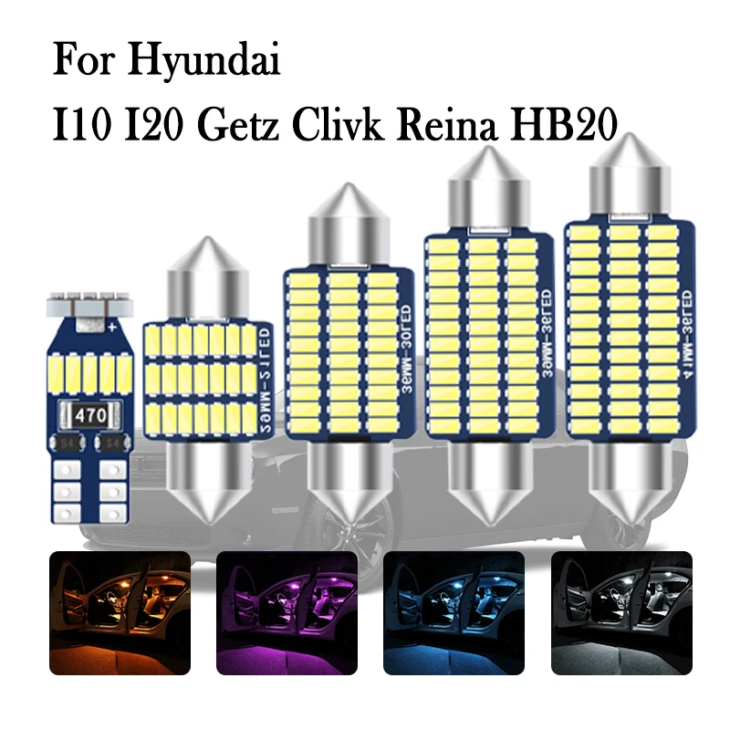 

Car Interior LED Lights Canbus For Hyundai Accent I10 I20 Getz Click Reina HB20 Verna Solaris 2013 2017 2018 2019 2020 2021