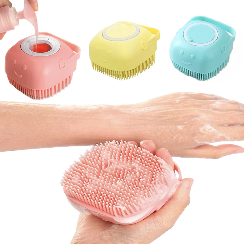 Silicones Bath Body Brush Baby Shampoo Shower Massage Brush to Scrub Back Bathing Accessories Foot Scrubbers Body Grooming Cmob