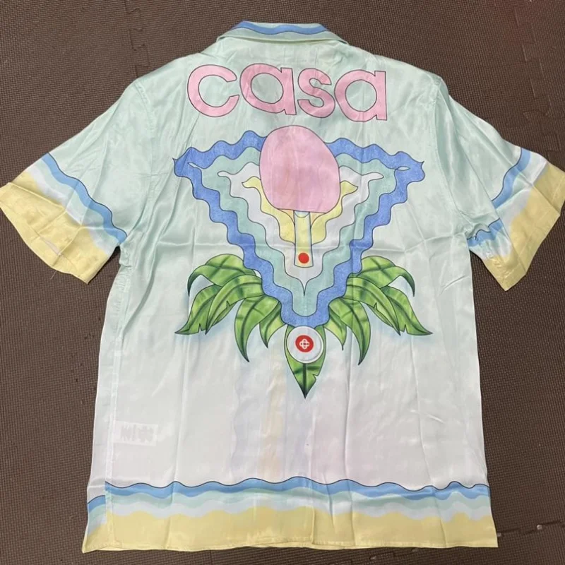 

23SS футболка для настольного тенниса с цветочным принтом Касабланка для мужчин и женщин Европейский размер крутая ткань Касабланка топы футболки повседневные Летние Канье Уэст