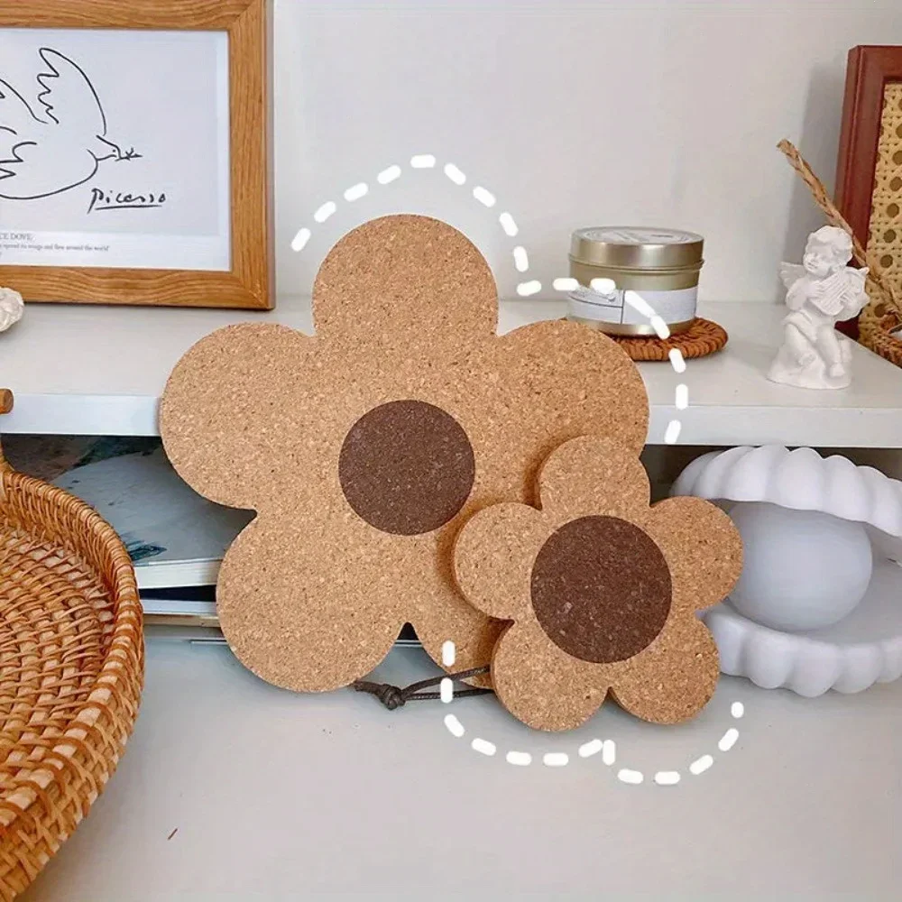 1PC Absorbent Reusable Cork Coaster Cute Flower Shape Drink Mat for Coffee Tea Cup