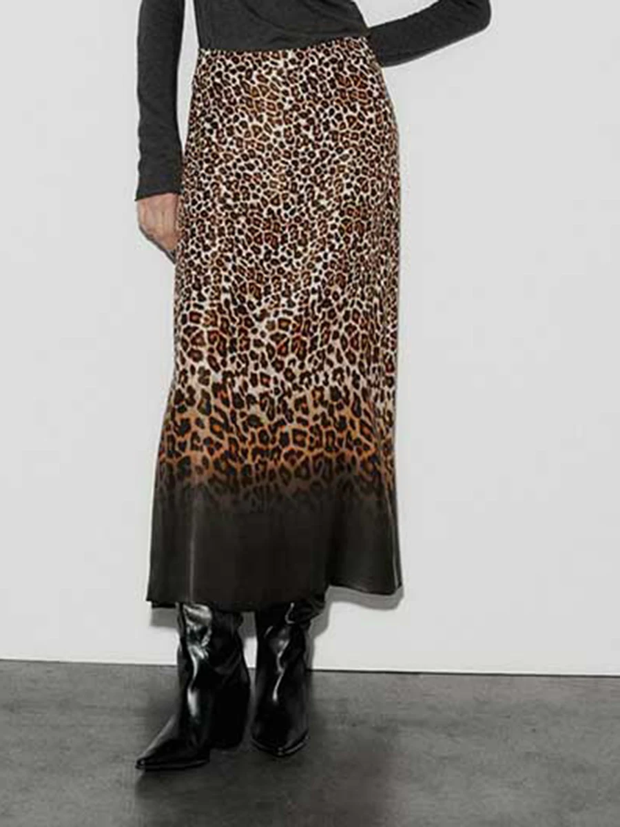

Animal Print Half Skirt WOMAN High Waisted Skirts Streetwear Casual Vintage Simple Soft Cozy Slim 2023 Autumn New Faldas