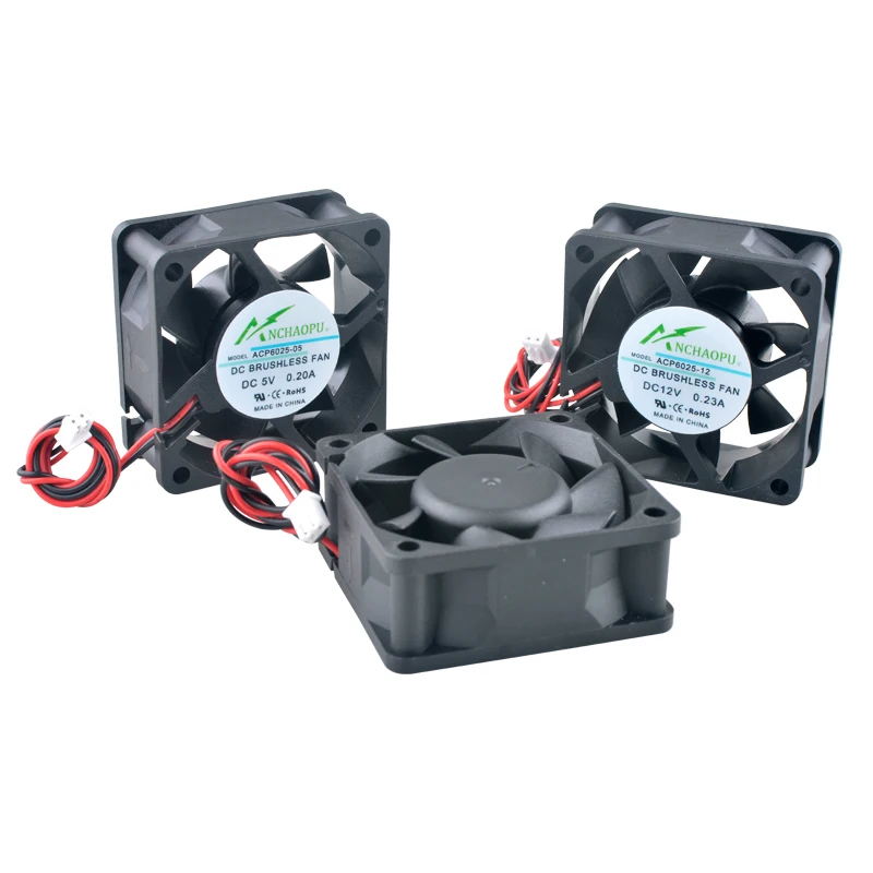 충전기, 전원 공급 장치, 주파수 변환기용 고속 60x60x25mm 축 냉각 팬 DC 5V/12V/24V 2핀 ACP6025